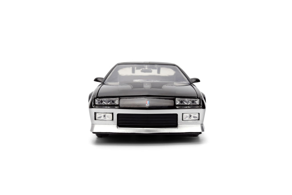 Jada Toys Bigtime Muscle 1:24 1985 Chevy Camaro Mickey Thompson Die-cast Car – Opening Doors, Hood, Trunk, Rubber Tires(Glossy Black/Silver)