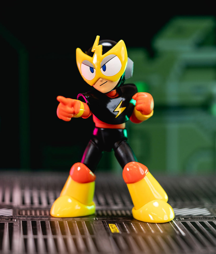 Jada Toys Mega Man 4" Elec Man - 1:12 Scale Action Figure, Wave 2 – Over 15 Points of Articulation, Alternate Hands & Head, Lightning Bolt Accessory