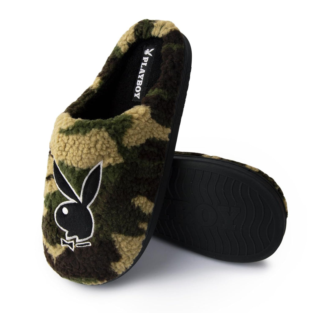 Handcraft Playboy Men's Printed Boucle Clog Slippers with Bunny Logo, Hunter Green, X-Large