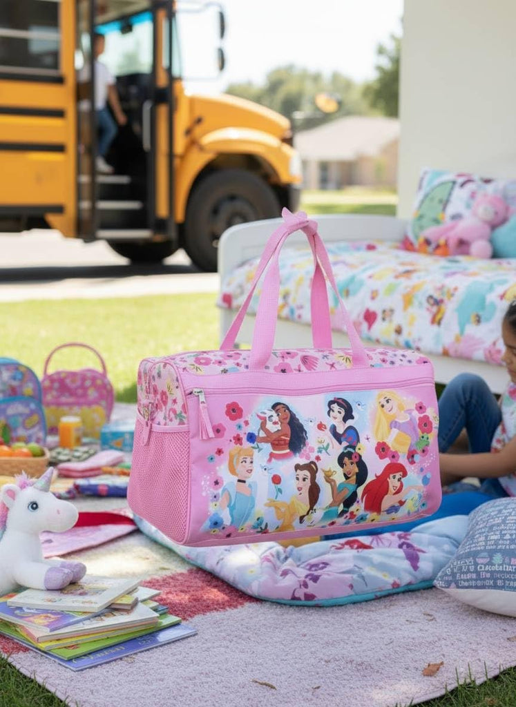 Disney Kids Duffle Bag 16.5" – Travel & Sports Bag with Zipper Pocket, Mesh Side Pockets & Shoulder Strap