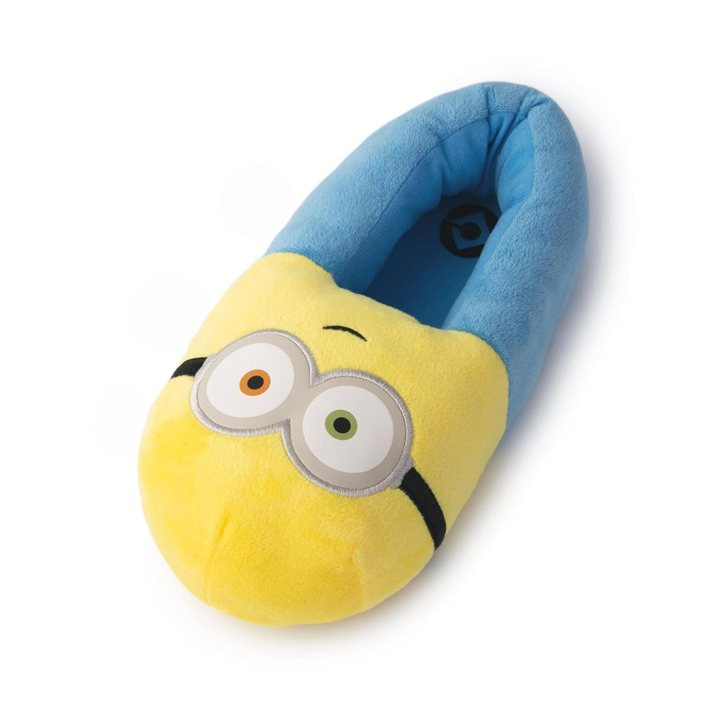 Handcraft Minions Kids Oversized Plush Step-In Slippers with 2 Eyes, Yellow, 7-8 Big Kid