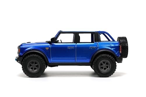 Just Trucks 1:24 2021 Ford Bronco Die-Cast Car & Tire Rack, Toys for Kids and Adults(Candy Blue)