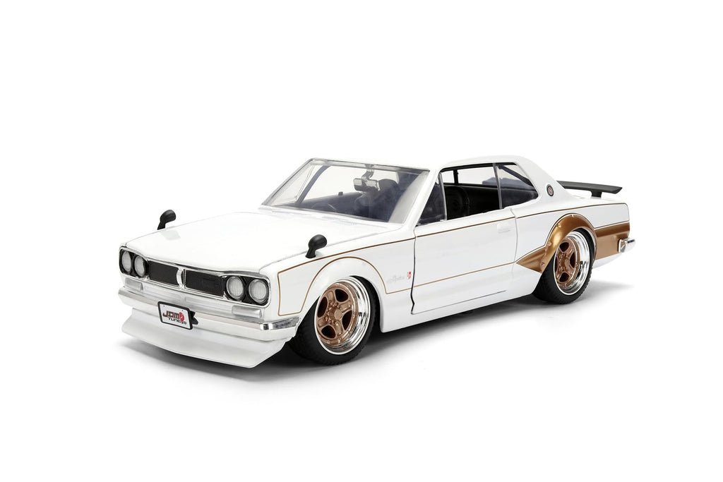 Jada 1971 Nissan Skyline GT-R, White/Gold Toys 37021-1/24 Scale Diecast Model Car