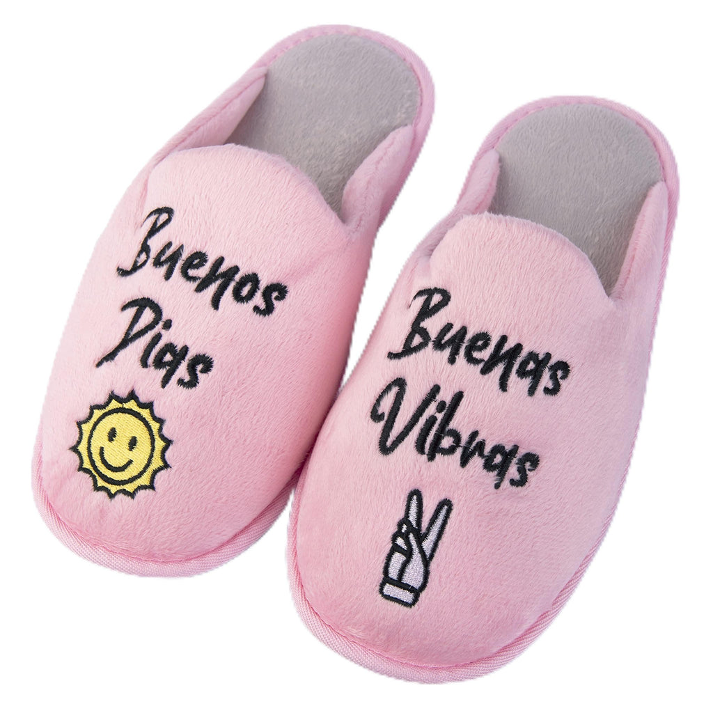 Handcraft Staycation NYC Ladies Funny Quote Scuff Slipper, Plush Non Slip House Slippers for Women, Comfy Soft Sole Bedroom Shoes