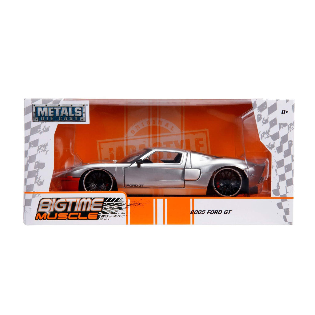 Jada 2005 Ford GT Silver with Orange Stripe Bigtime Muscle 1/24 Diecast Model Car
