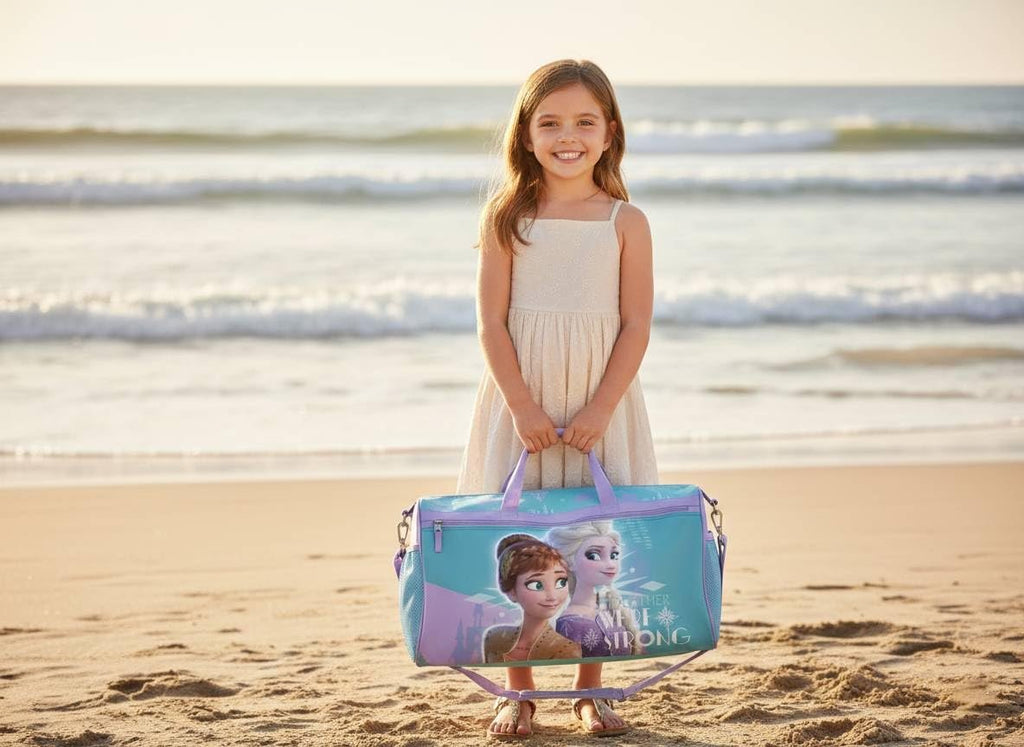 Disney Moana Kids Duffle Bag 16.5" – Travel & Sports Bag with Zipper Pocket, Mesh Side Pockets & Shoulder Strap