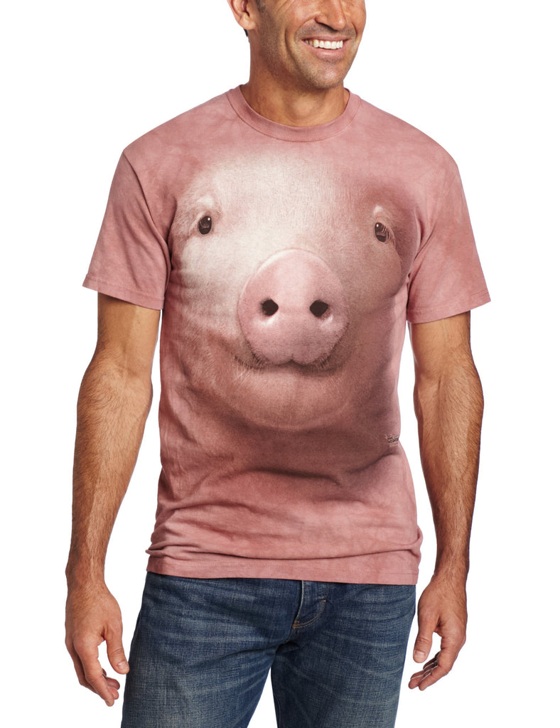The Mountain Pig Face Adult T-Shirt, Pink, Large