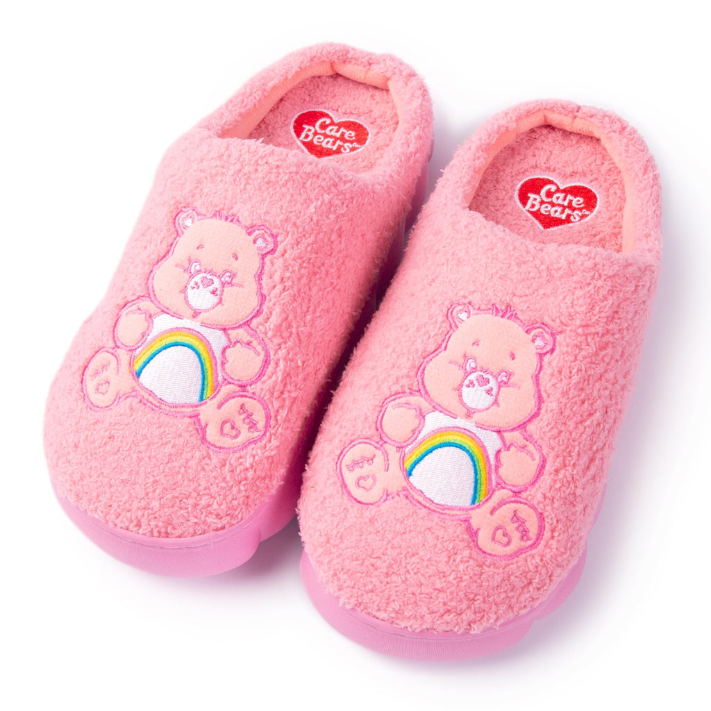 Care Bears Unisex Cozy Plush Memory Foam Indoor Outdoor Soled Slipper in Sizes S-XL, Cheer Bear-Pink Terry Clog, Large Women
