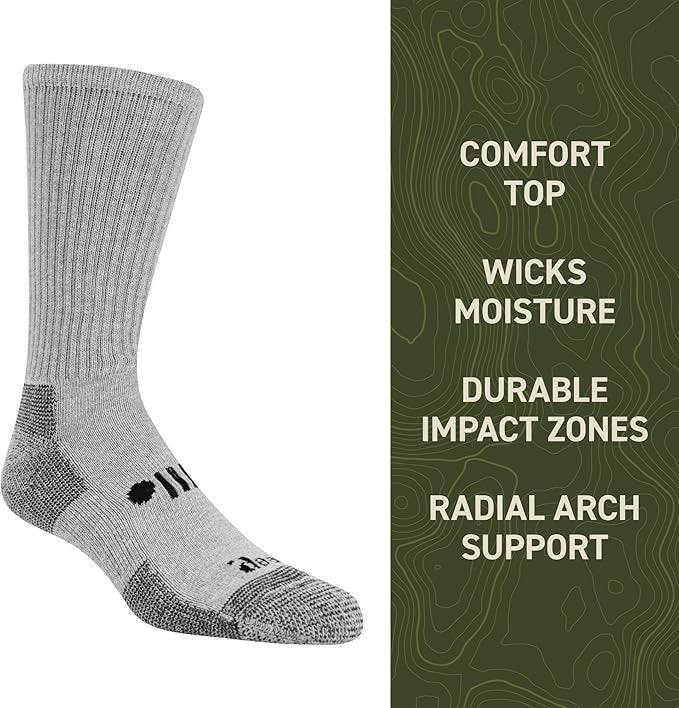 Jeep Men's Classic Cotton Socks - 3 Pair Pack - Moisture Wicking and Cushioned Comfort
