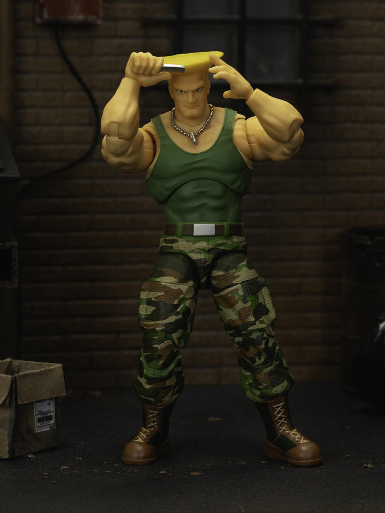 Jada Toys Street Fighter II Guile Action Figure 1:12 Scale, 6" Tall, Interchangeable Heads, Hands & Accessories