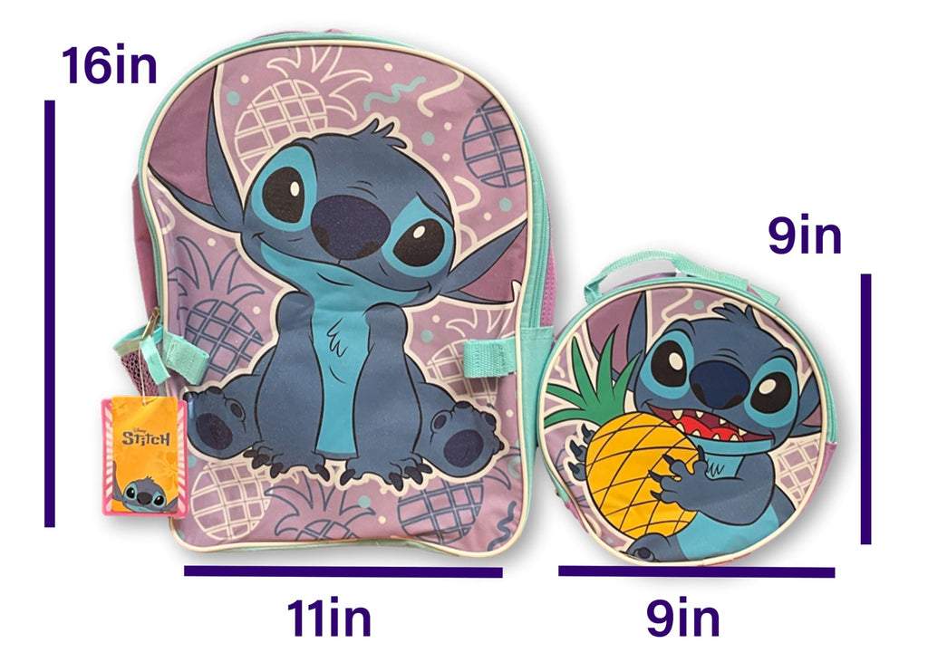 Fast Forward Stitch Backpack and Lunchbox Bookbag Back to School Officially Licensed Disney - 2pc Set