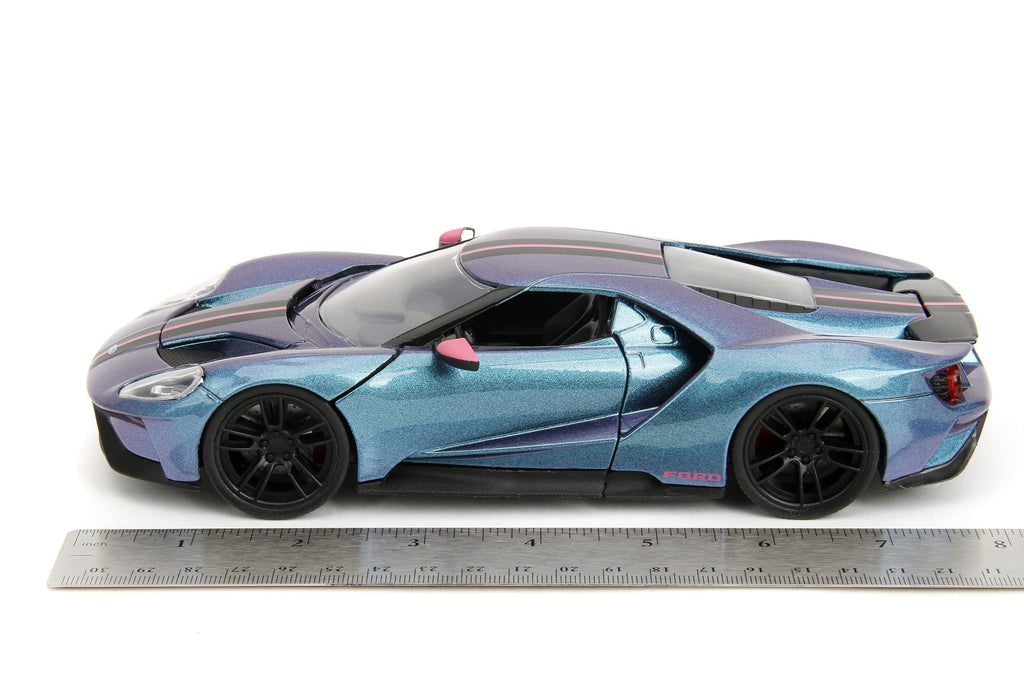 Pink Slips 1:24 W7 2017 Ford GT Die-Cast Car, Toys for Kids and Adults (Metallic Purple/Blue)