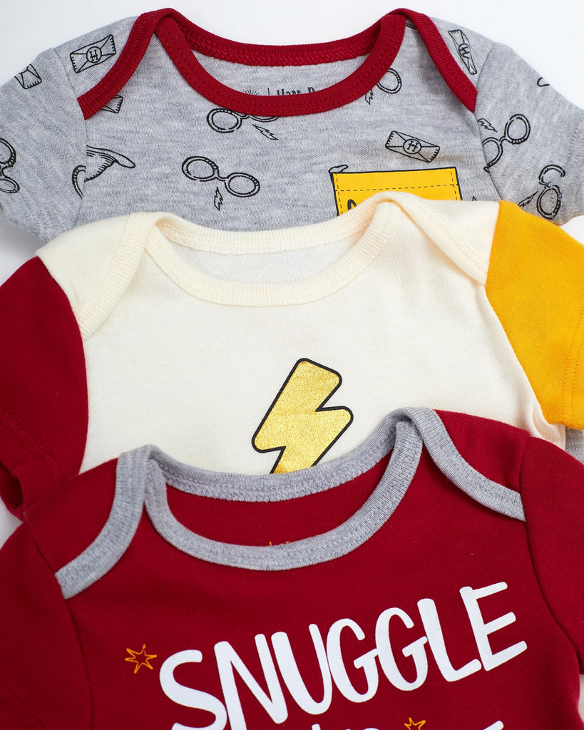 Harry Potter Baby Boys’ Short Sleeve Bodysuit Multipack Gift For Baby Girl or Boy Baby Clothes (Burgundy, 6-9 Months)