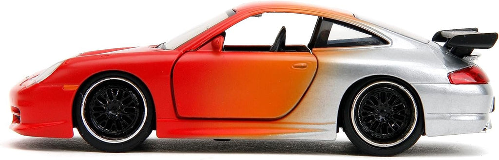 Pink Slips 1:32 W1 Porsche 911 GT3RS Die-Cast Car, Toys for Kids and Adults (Primer Red/Orange/Silver)