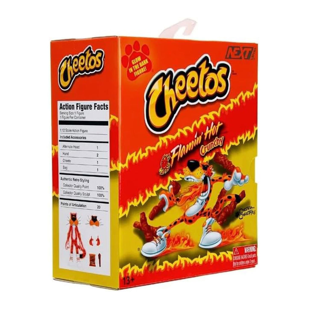 Jada Toys Cheetos Chester Cheetah Action Figure Flamin' Hot Glow in The Dark – 6” Articulated Exclusive, with Bag of Cheetos, Shades, Cheeto Dust