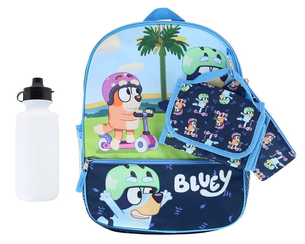 Kids Disney Bluey and Bingo Backpack with Lunch bag and Accessories Set, Navy