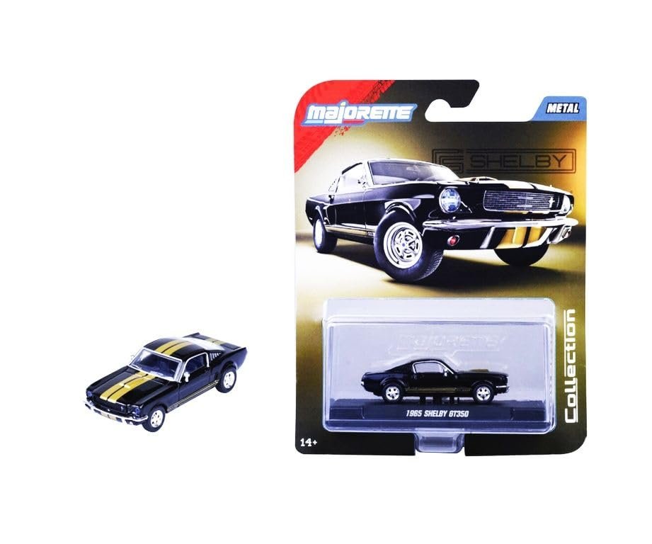 Jada Majorette Collection – 1965 Shelby GT 350 1:64 Die-Cast Model Car with Rubber Tires & Display Case, for Collectors & Adults