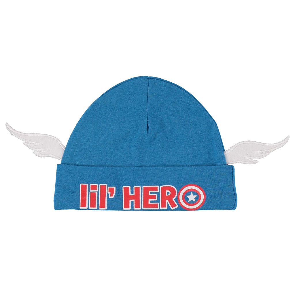 CAPTAIN AMERICA Marvel Baby Boys Clothing 3-Piece Set with Baby Bodysuit, Pants, and Hat - Newborn Boy Outfits (Grey/Blue/Red, 0-3 Months)