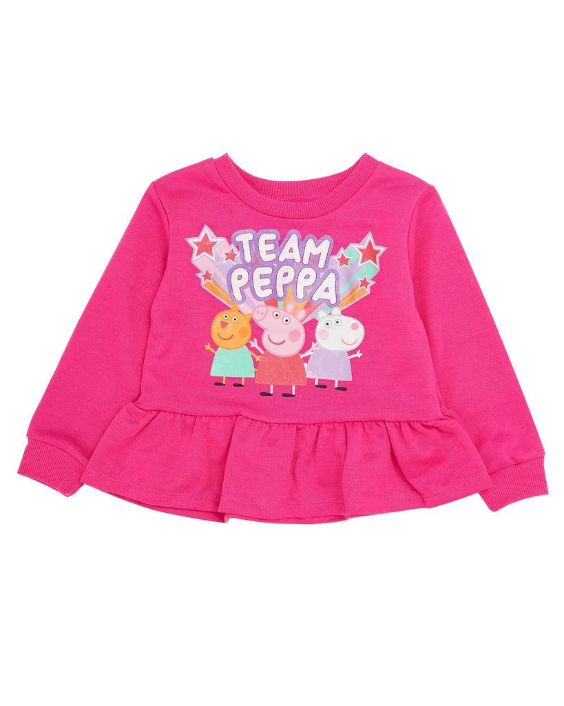 Peppa Pig Toddler Baby Girls Long Sleeve Shirt & Leggings Set (Pink/Navy, 4T)