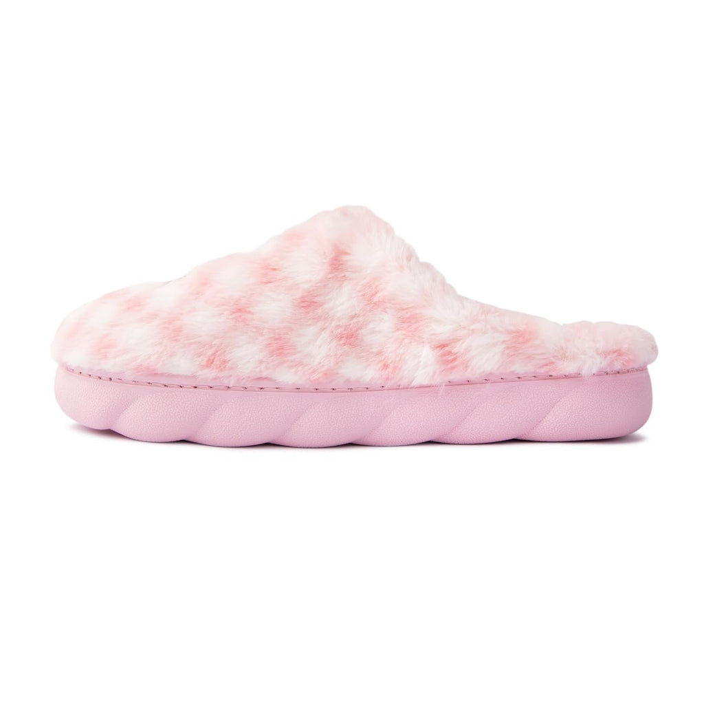 Handcraft Strawberry Shortcake Girls Checkered Plush Clog Slippers with Icon, Pink Candy, 4-5 Big Kid