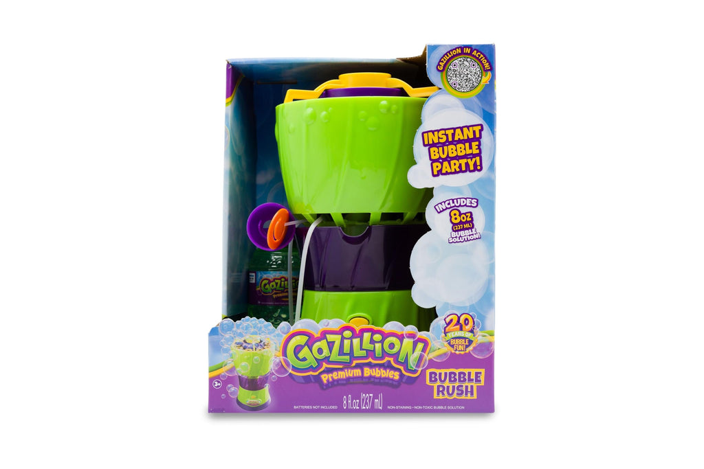 Gazillion Bubbles, Bubble Rush Portable Bubble Maker - Instant Bubble Creation - Outdoor Toy for Kids - 8 oz. Bubble Solution Included - Ages 3+