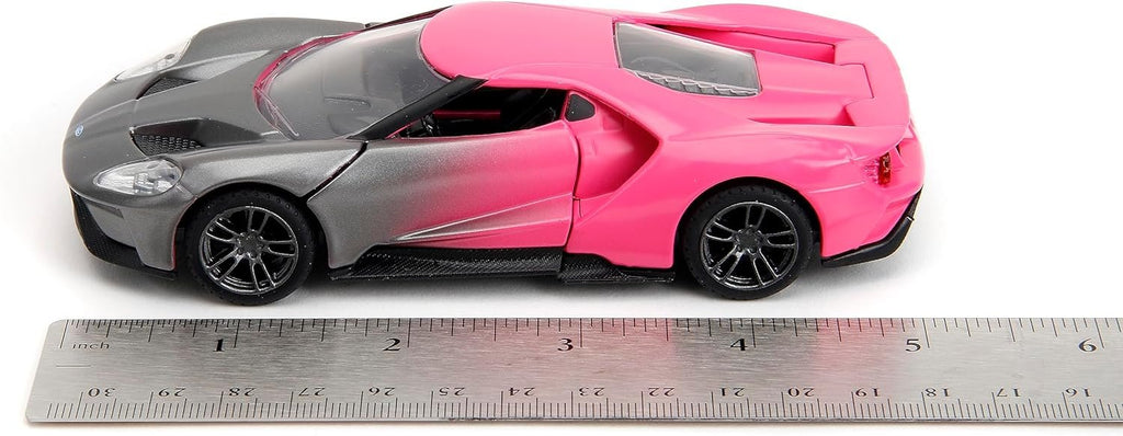 Pink Slips 1:32 W2 2017 Ford GT Die-Cast Car, Toys for Kids and Adults (Silver/Pink)