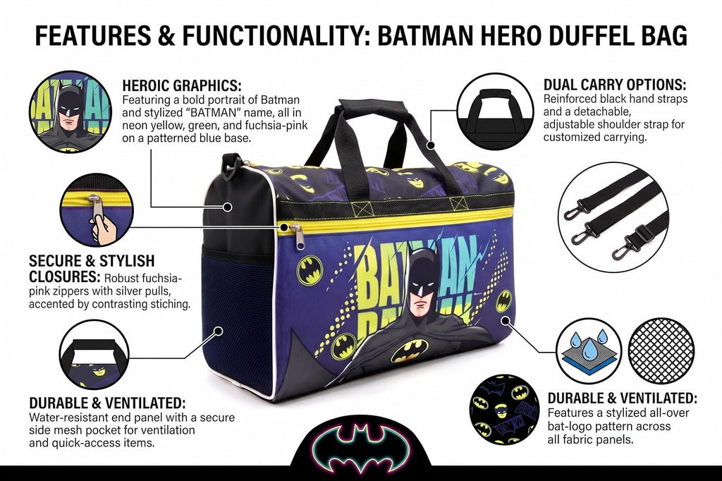Disney Kids Duffle Bag 16.5" – Travel & Sports Bag with Zipper Pocket, Mesh Side Pockets & Shoulder Strap