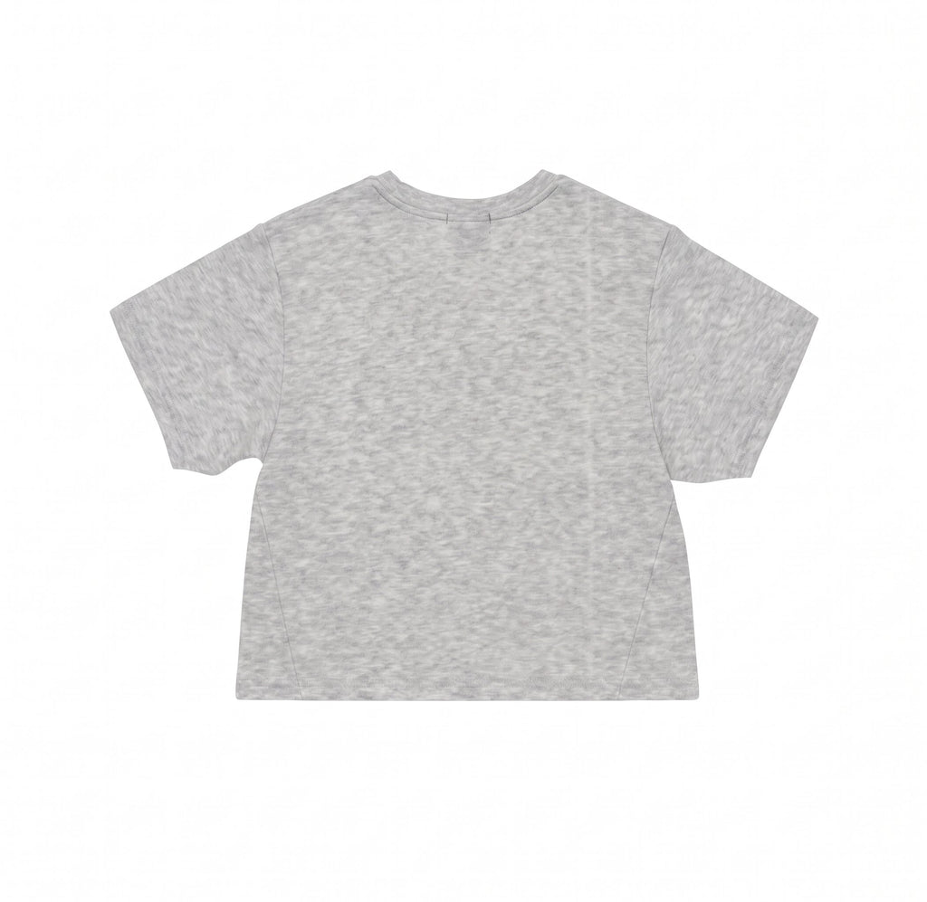 Barbie Juniors Short Sleeve Cropped T-Shirt – Pink Logo Crop Tee – Grey
