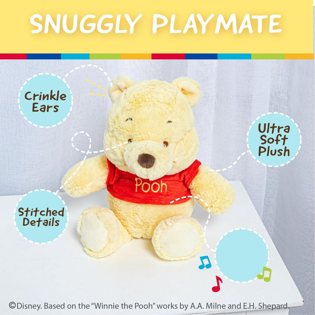 Kids Preferred Disney Baby Winnie the Pooh and Friends Stuffed Animal with Jingle and Crinkle, Pooh 12”