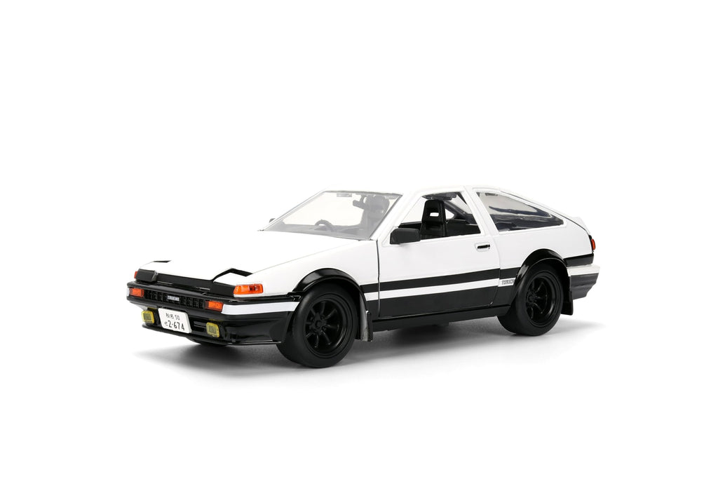 Jada Initial D 1986 Toyota Trueno - Includes Takumi Fujiwara Metal Figure - Hollywood Rides Die-cast Car with Opening Doors, 1:24 Scale, Ages 8+, Collectible Toy for Kids and Adults