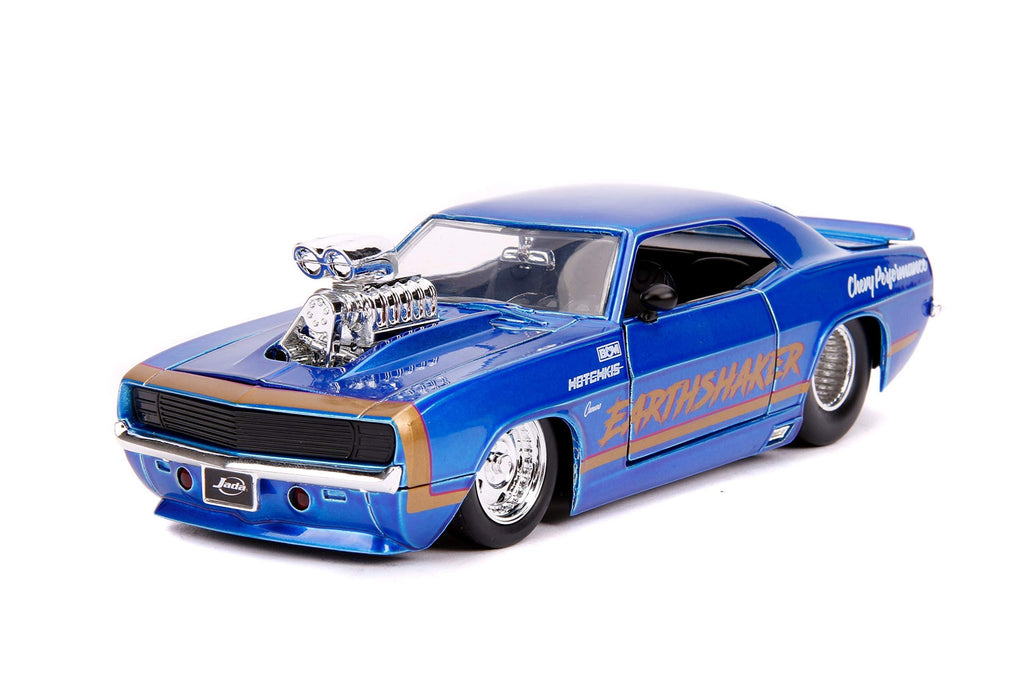 Jada Toys Bigtime Muscle 1:24 1969 Chevy Camaro Earthshaker Die-cast Car Candy Blue, Toys for Kids and Adults