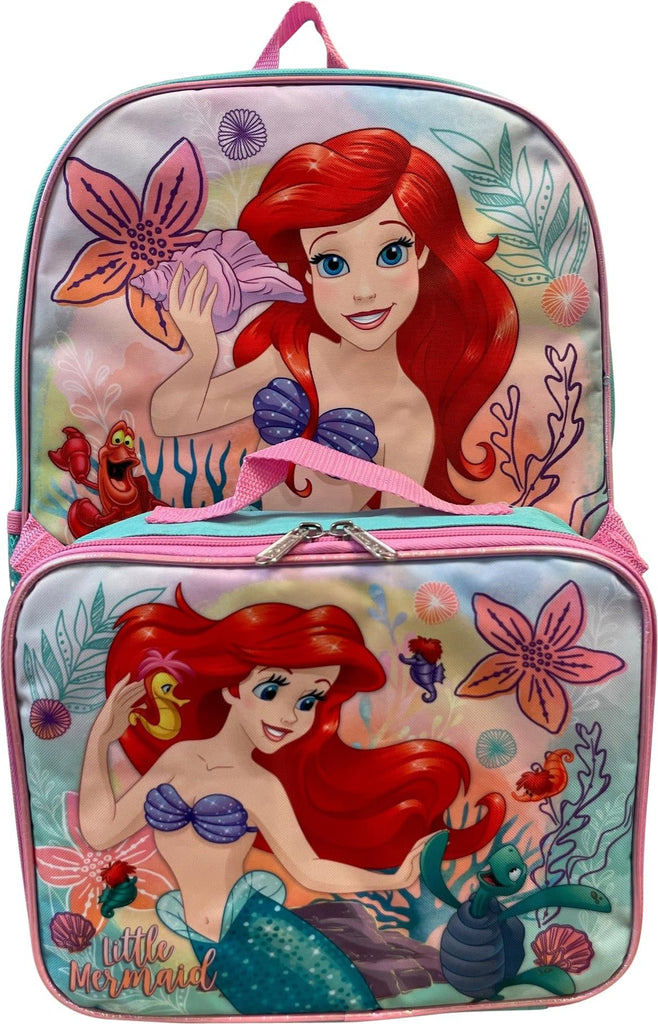 Kid's Licensed 16 Inch Backpack With Removable Lunch Box Set (Minnie Mouse Pink)