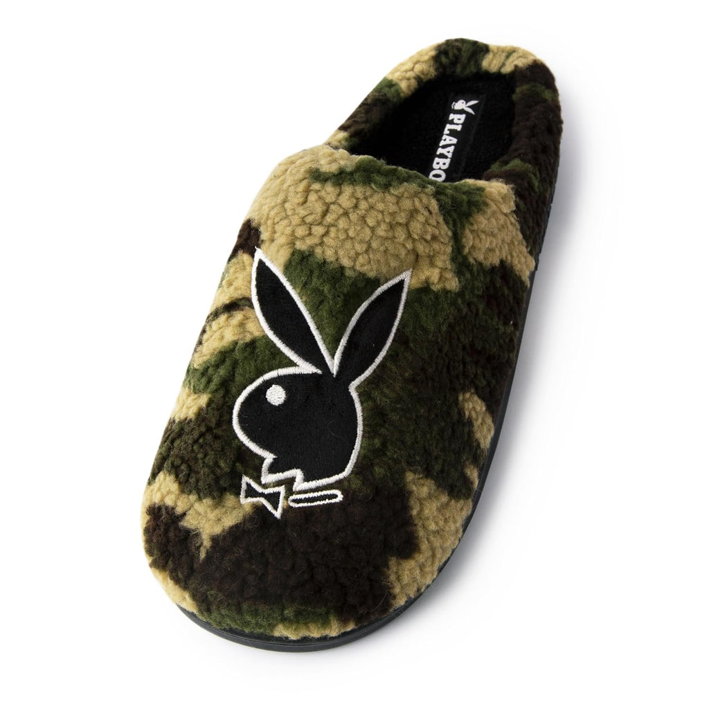 Handcraft Playboy Men's Printed Boucle Clog Slippers with Bunny Logo, Hunter Green, X-Large