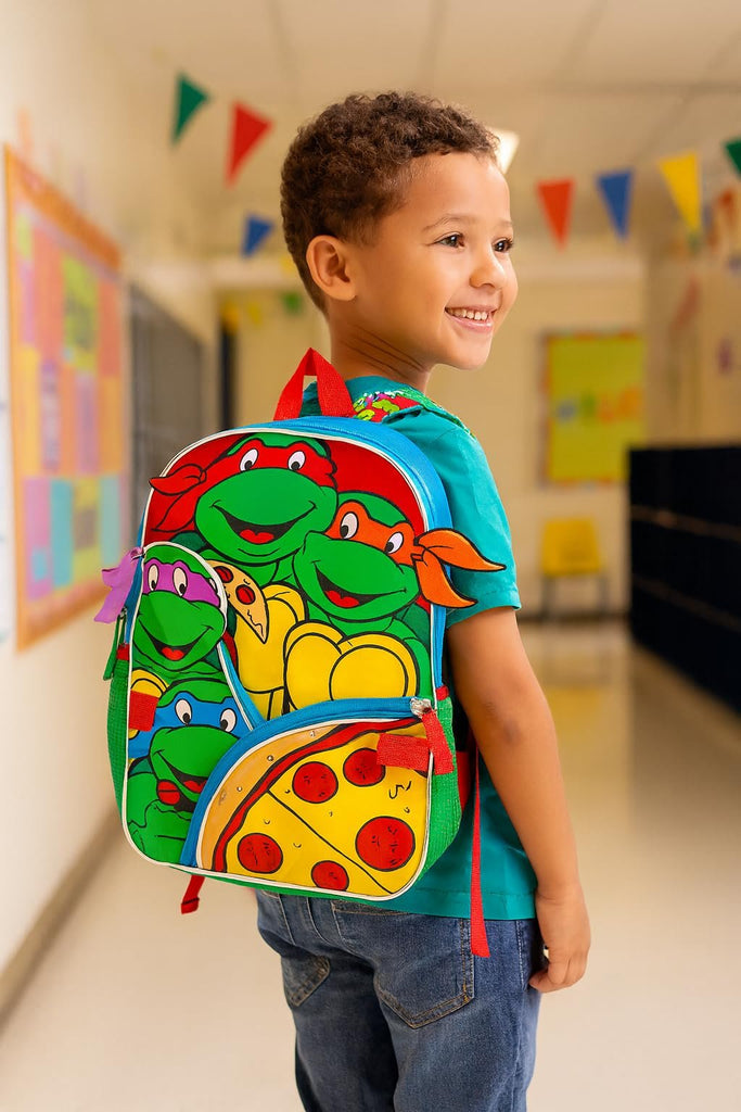 Ninja Turtles - Green Fast Forward Ninja Turtles 5-Piece Backpack Set – Includes Lunch Bag, Water Bottle, Keychain & Zipper Case