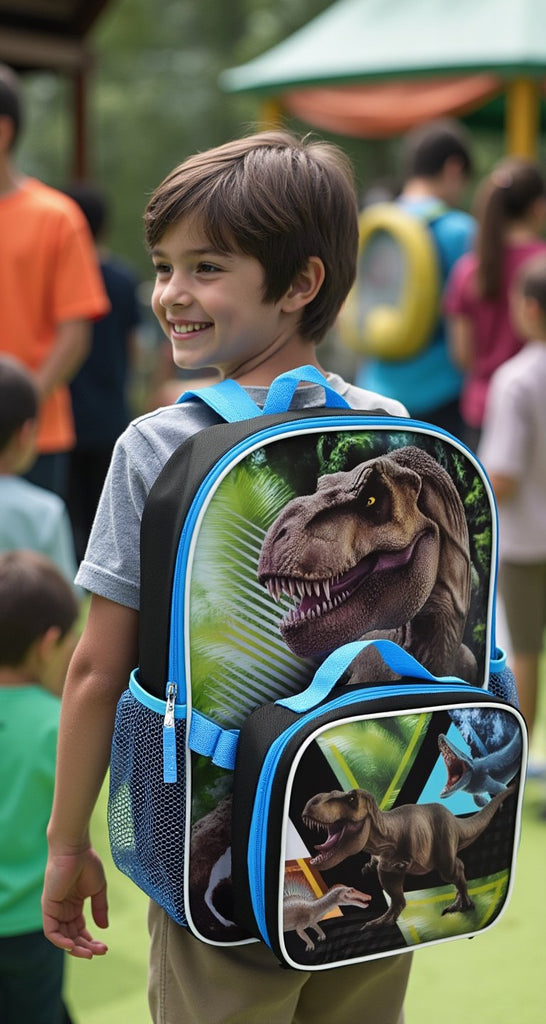 Jurassic Park Fast Forward and more 16" Backpacks With Lunch Bag - Licensed Characters Kids Schoolbag