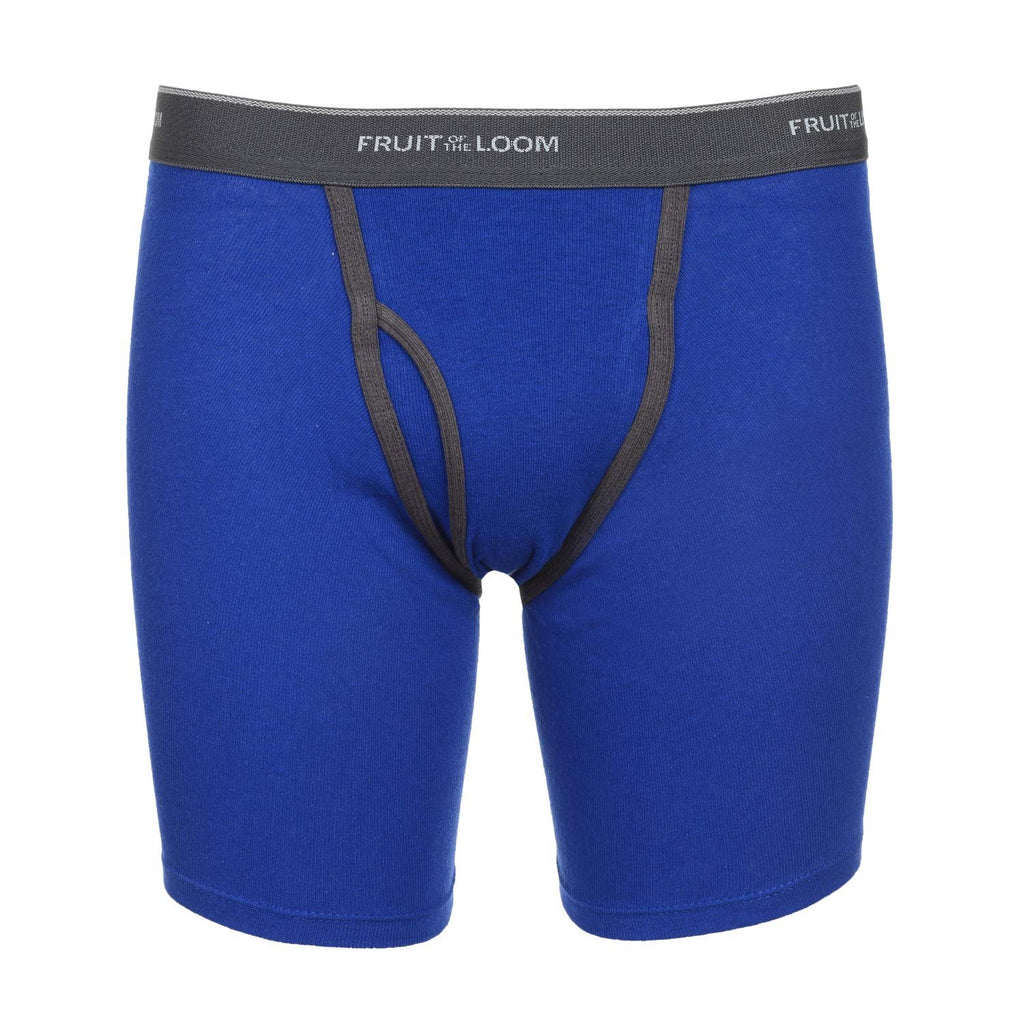 Crafted Comfort Stretch- Exposed Waistband- Black Heather Fruit of the Loom Men's Cotton Performance Boxer Briefs (12 Pack)