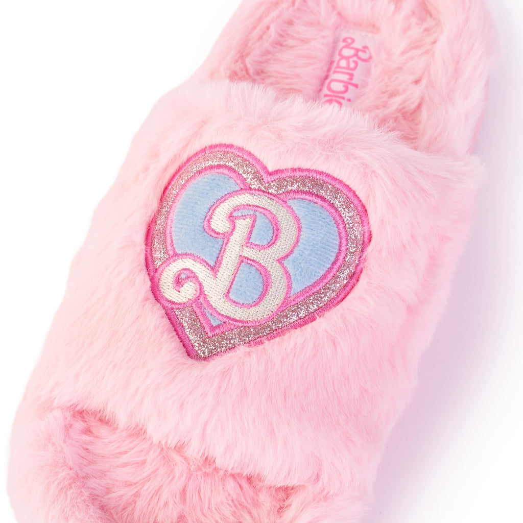 Barbie womens Barbie Cozy X-band & Open Toe Faux Fur Memory Foam Indoor Outdoor Soled Slipper Xs-xl