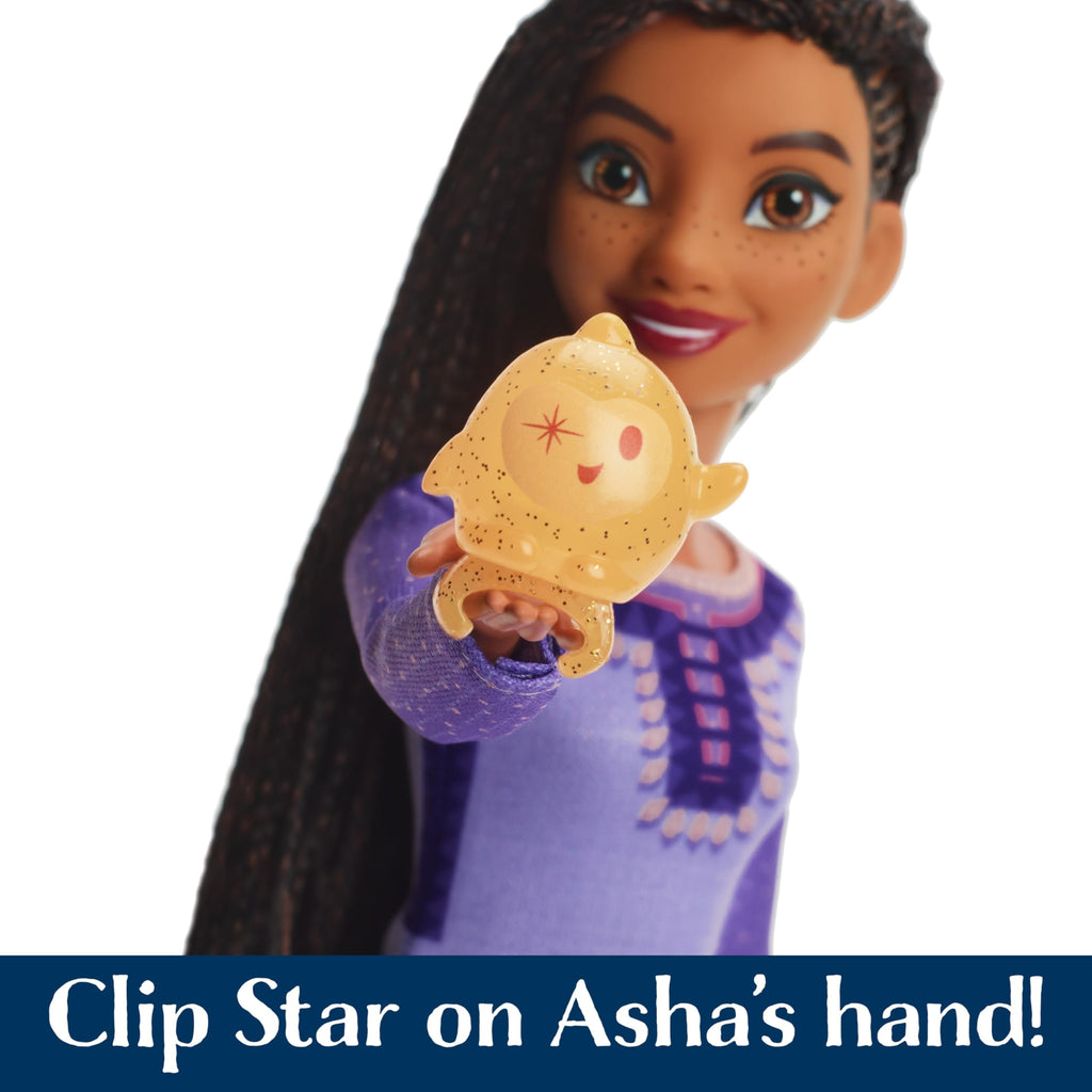 Mattel Disney Wish Singing Asha of Rosas Fashion Doll & Star Figure, Posable with Removable Outfit, Sings “This Wish” in English