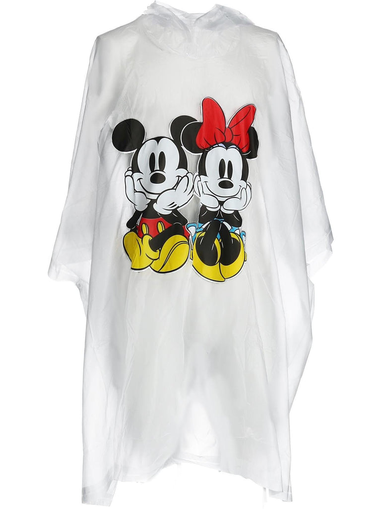 Disney Youth Mickey Minnie Sitting Family Rain Poncho Raincoat Keep Dry Clear