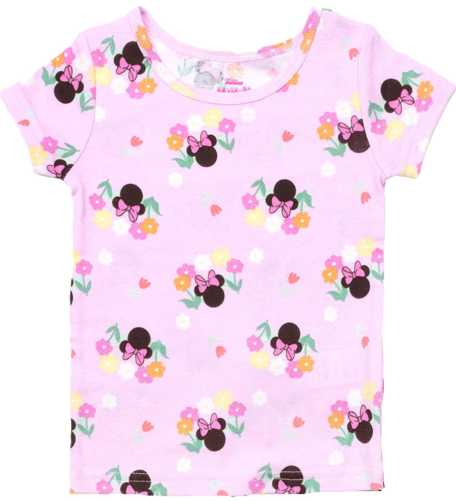 Disney Toddler/Little/Big Girls' Princess Pajama Set 4-Piece Cotton Sleepwear, Pink Princess, 3T