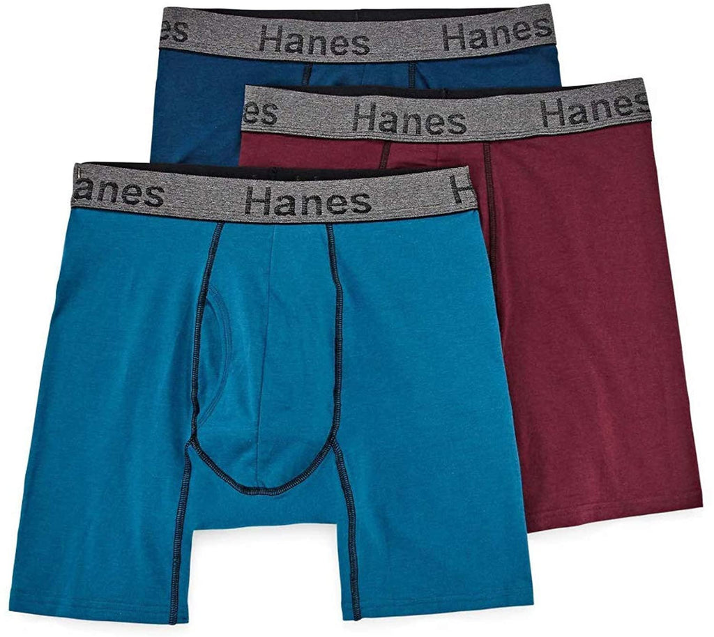 Premium- 6 Pack Cotton Modal Blend Hanes Men's Tagless Sports-Inspired Boxer Brief
