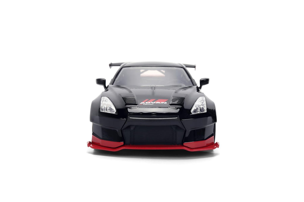 Jada 2009 Nissan GT-R Ben Sopra HSK Advan, Black/Red Toys 37022-1/24 Scale Diecast Model Car