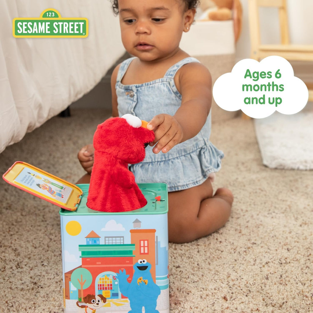 KIDS PREFERRED Sesame Street Elmo Jack in The Box Musical Toys for Babies and Toddlers, Play Waltzing Matilda Elmo Springs Out from a Colorful Box