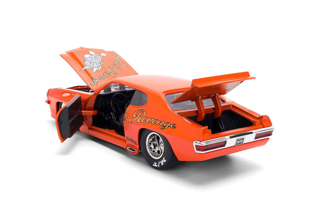 Jada Toys Bigtime Muscle 1:24 1971 Pontiac GTO Die-cast Car – Opening Doors, Hood, Trunk, Rubber Tires(Orange)