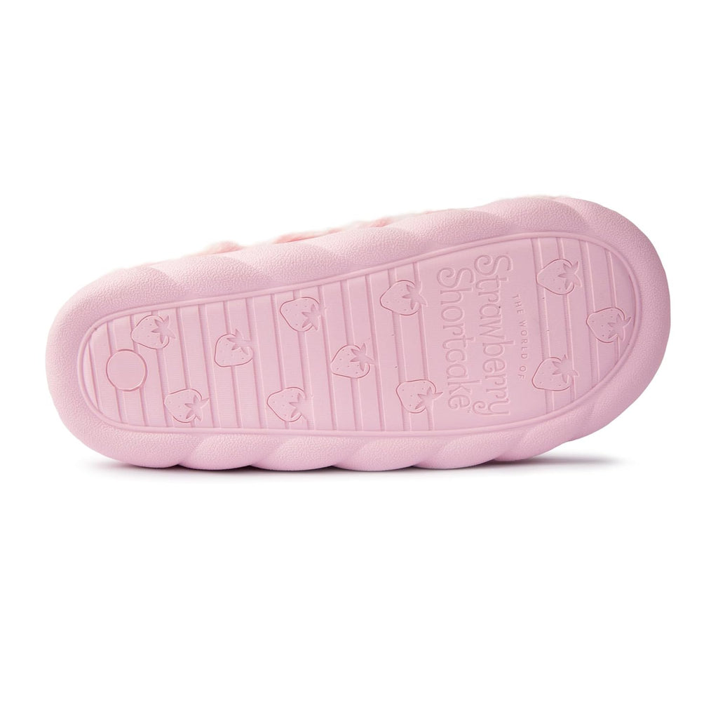 Handcraft Strawberry Shortcake Girls Checkered Plush Clog Slippers with Icon, Pink Candy, 4-5 Big Kid