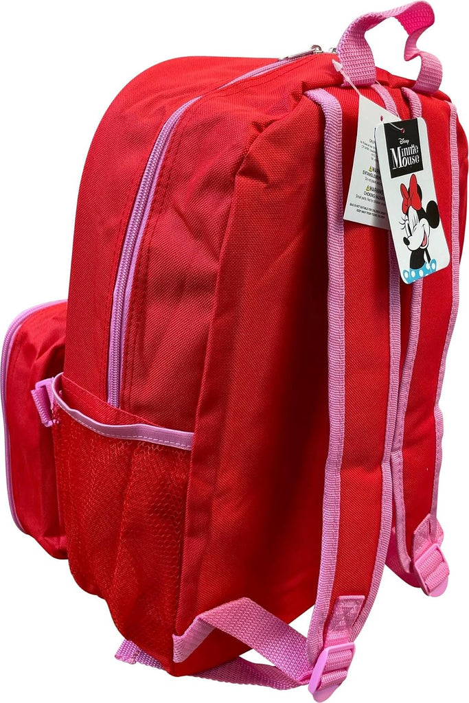 Kid's Licensed 16 Inch Backpack With Removable Lunch Box Set (Minnie Mouse Pink)