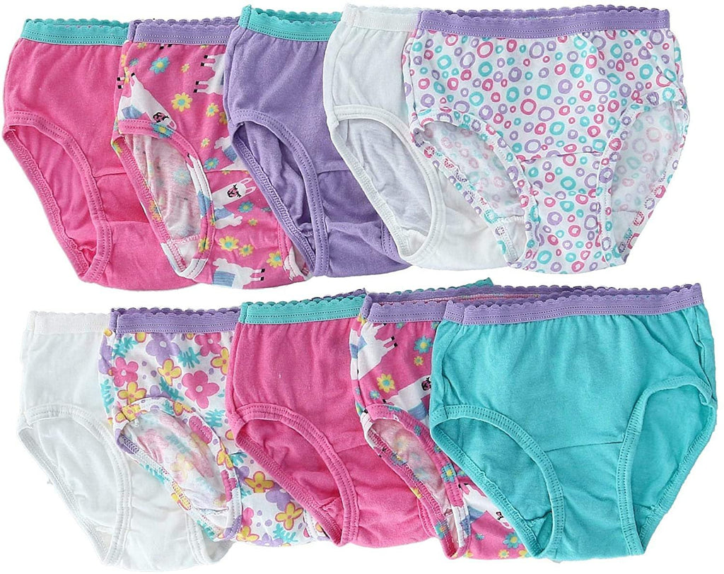 Fruit of the Loom Toddler Girls 10 Pack Assorted Cotton Brief Underwear, 4T/5T,