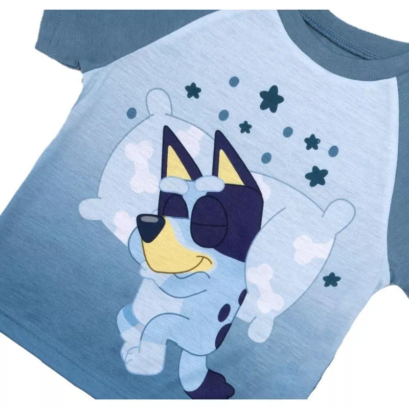 Bluey Toddler Boys' 2-Piece Pajama Set Short Sleeve Shirt and Pants Sleepwear - Cool Blue, 4T