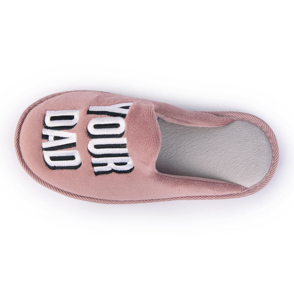 Handcraft Staycation NYC Ladies Funny Quote Scuff Slipper, Plush Non Slip House Slippers for Women, Comfy Soft Sole Bedroom Shoes