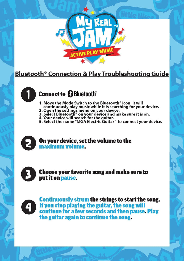 Little Tikes My Real Jam Electric Guitar, Realistic Toy Guitar with Strap, Musical Instrument with 4 Play Modes, Play Any Song with Bluetooth, Gift for Kids, Toy for Boys and Girls Ages 3 4 5+